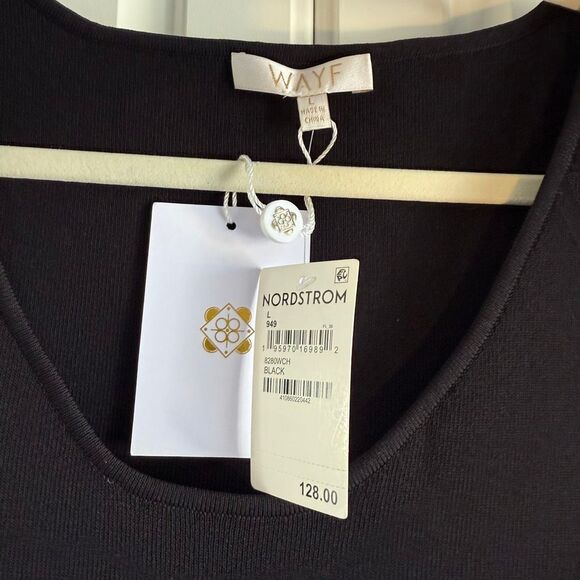 NWT WAYF (Where Are You From) “Karlie” black feather trim long sleeve mini dress - Picture 8 of 13